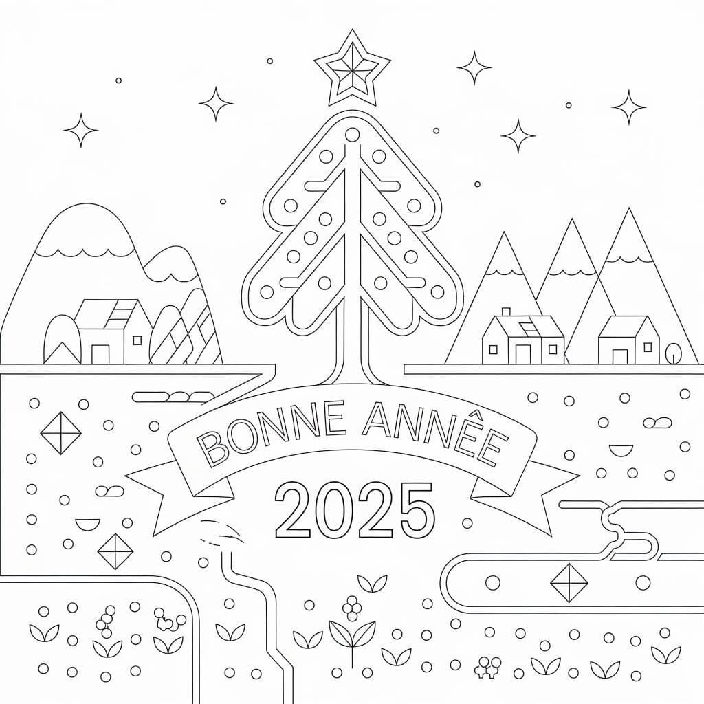 Coloriage Bonne Année 2025 Pour les Enfants