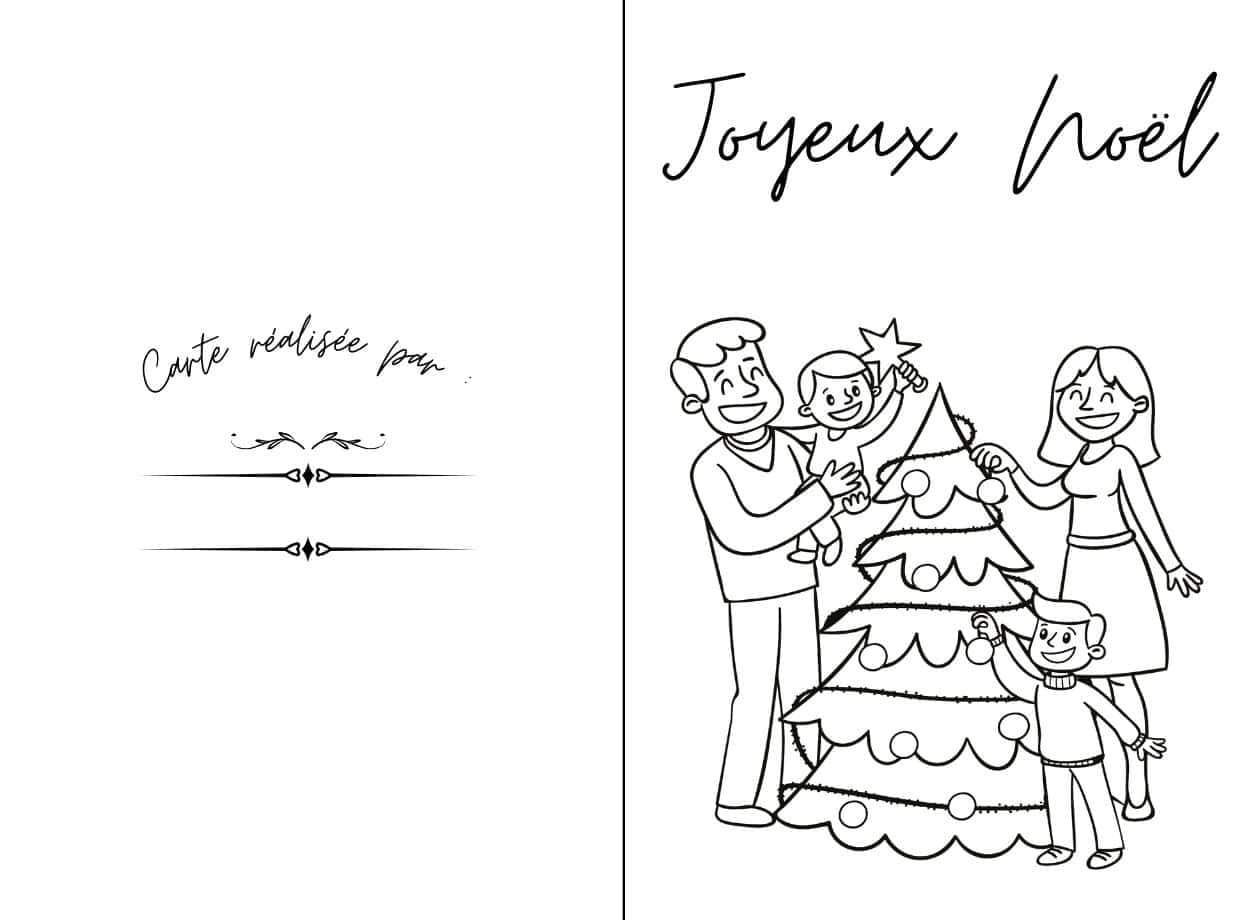 Coloriage Carte de Joyeux Noël