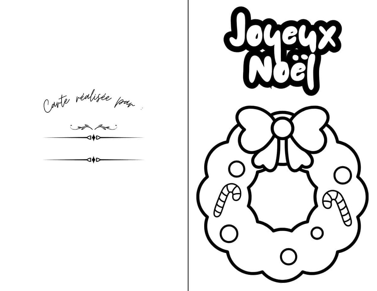 Coloriage Carte de Noël avec Couronne