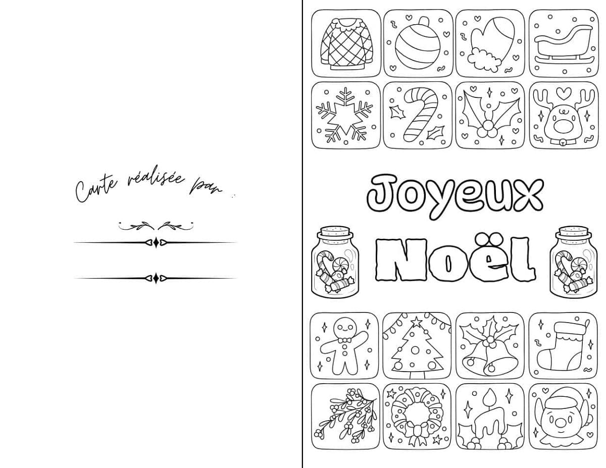 Coloriage Carte de Noël Gratuite Pour les Enfants