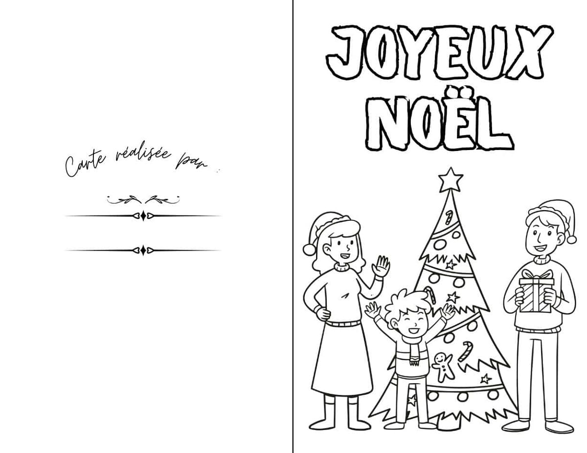 Coloriage Carte de Noël Mignonne