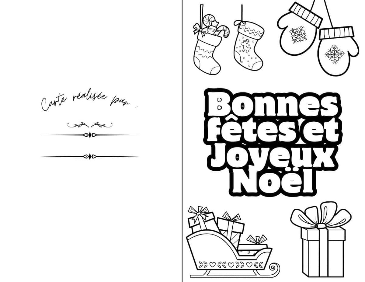 Coloriage Carte de Noël Pour les Enfants