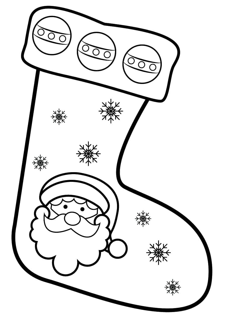 Coloriage Chaussette de Noël avec le Père Noël