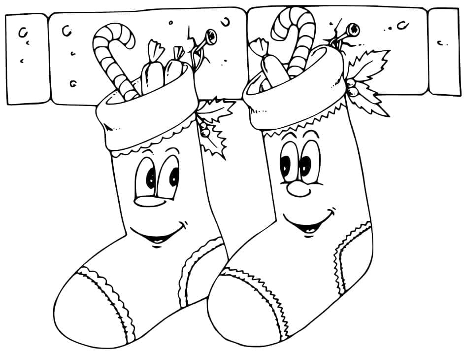 Coloriage Chaussette de Noël de dessins animés