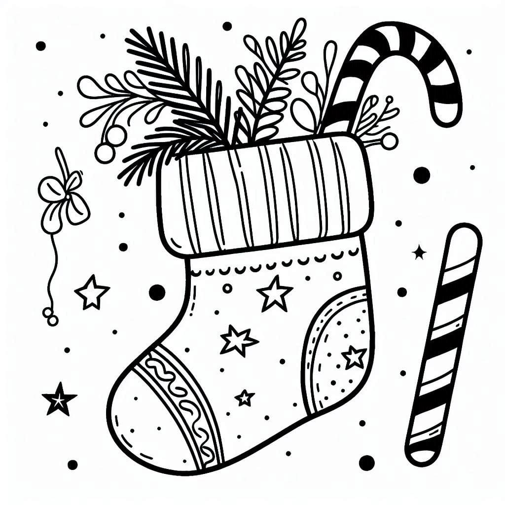 Coloriage Chaussette de Noël Gratuite Pour les Enfants