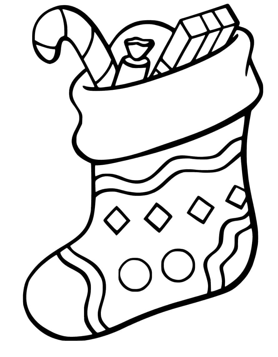 Coloriage Chaussette de Noël Imprimable Pour les Enfants