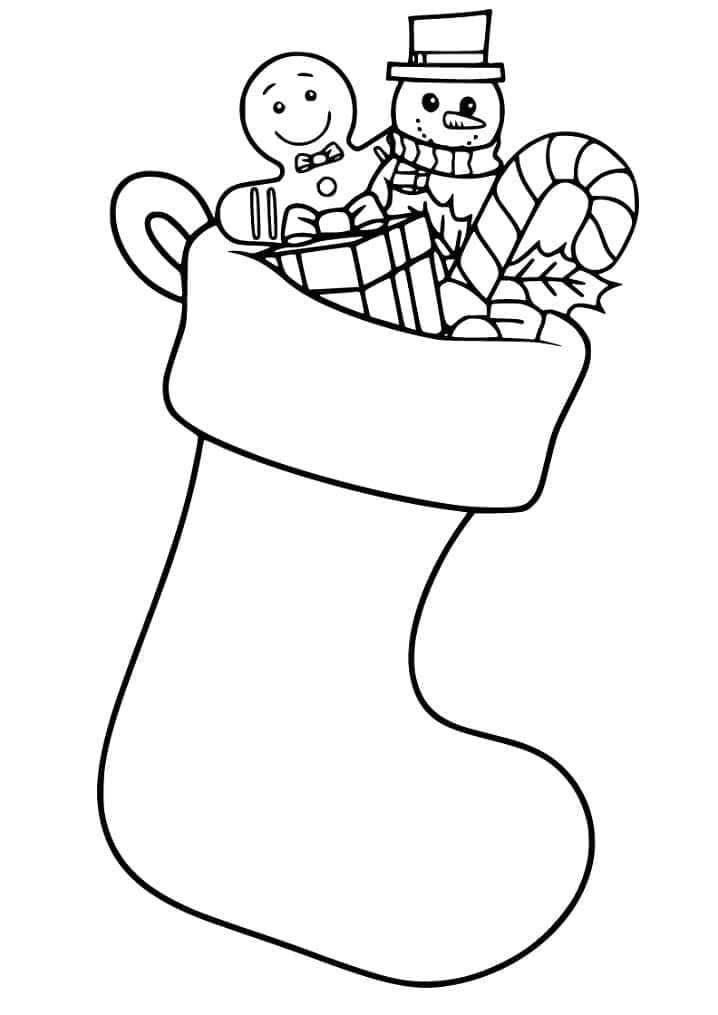 Coloriage Chaussette de Noël Imprimable