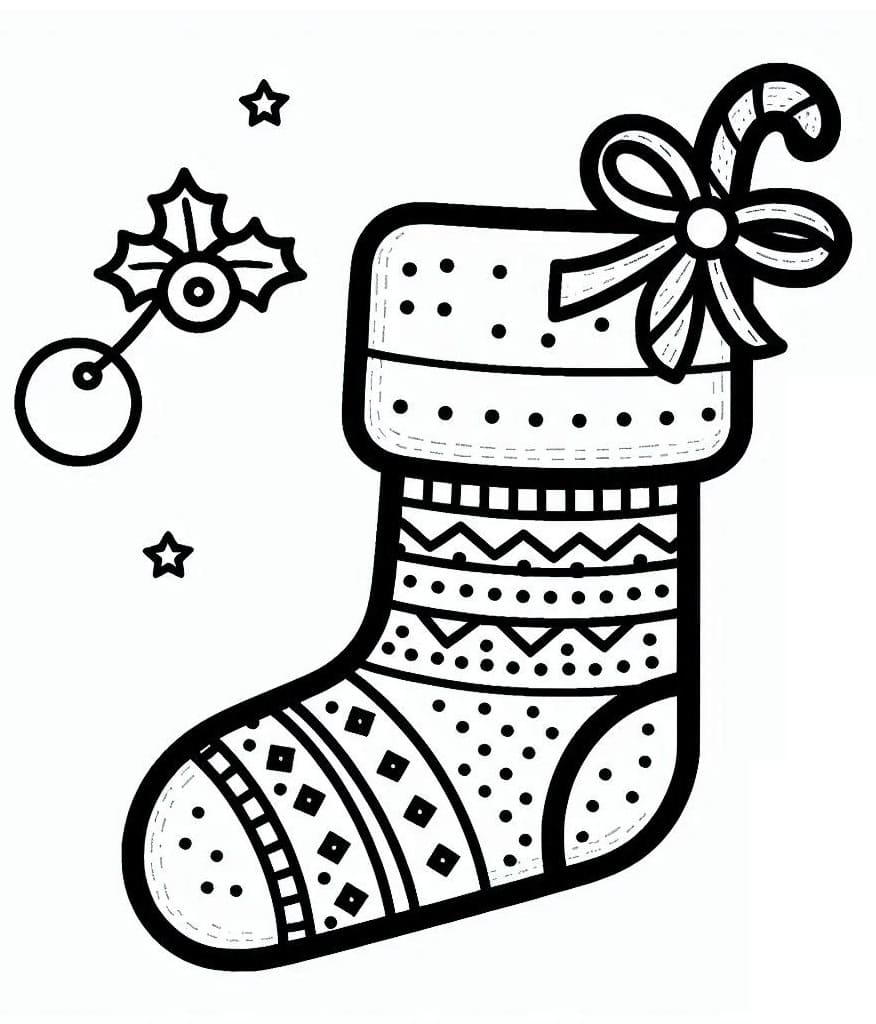 Coloriage Chaussette de Noël Pour Enfants