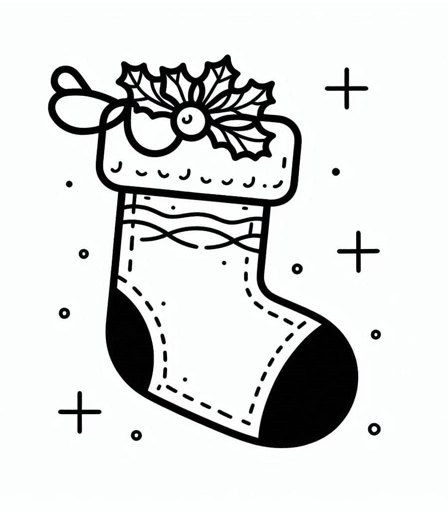 Coloriage Chaussette de Noël Pour les Enfants