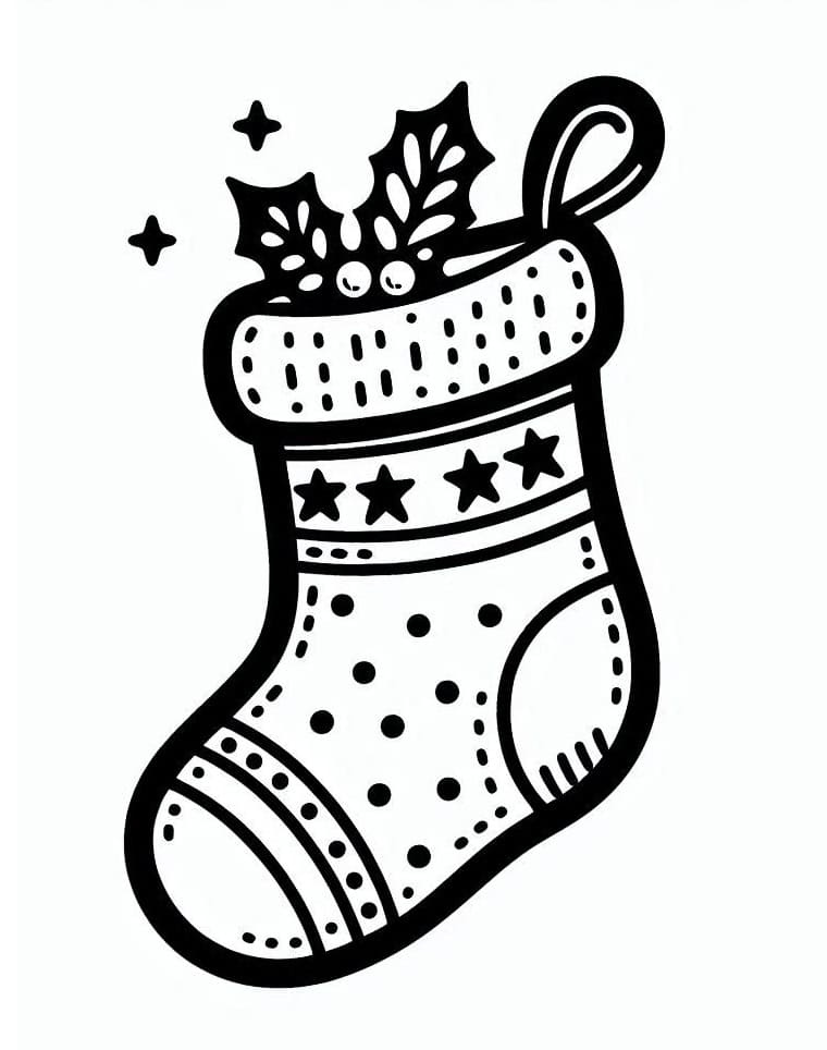 Coloriage Chaussette de Noël très Mignonne