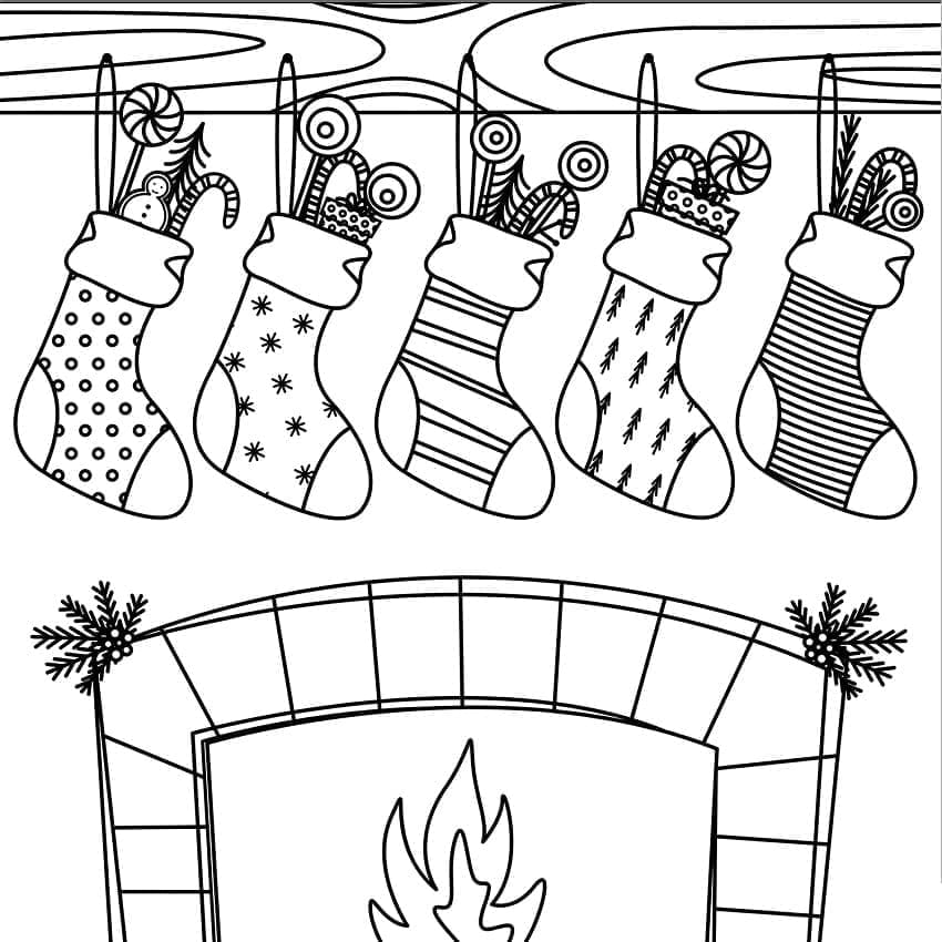 Coloriage Chaussettes de Noël