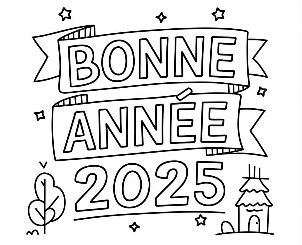 Coloriage Dessin de Bonne Année 2025