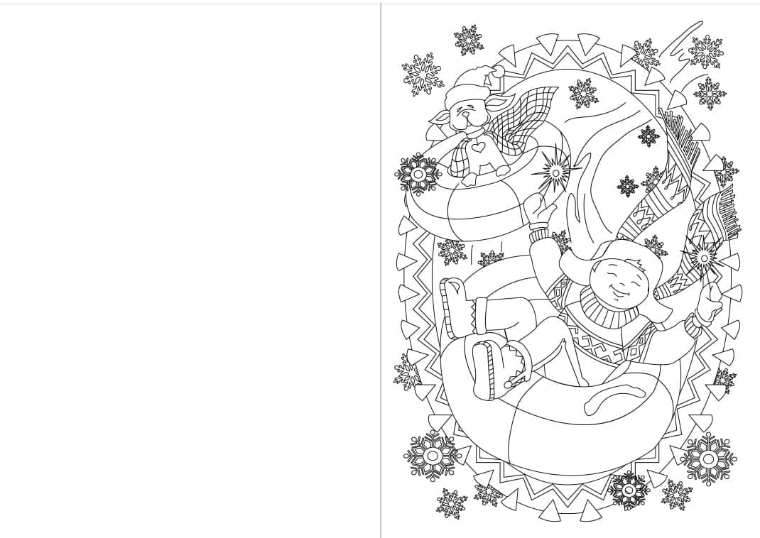 Coloriage Dessin de Carte de Noël