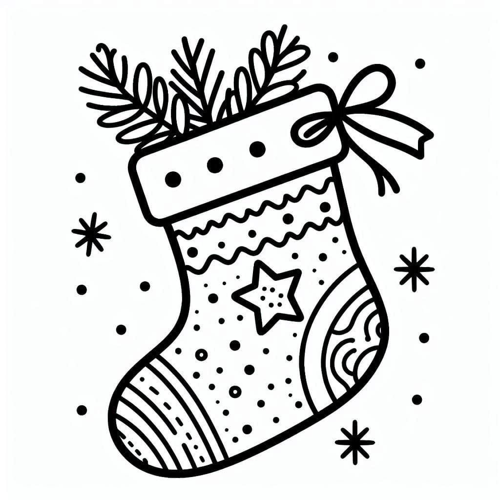 Coloriage Dessin de la Chaussette de Noël