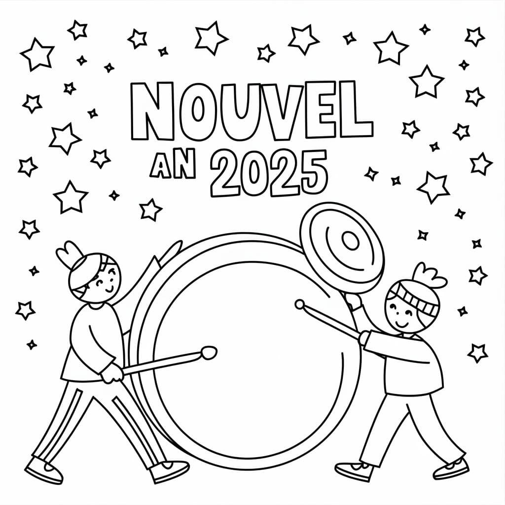 Coloriage Dessin de Nouvel An 2025