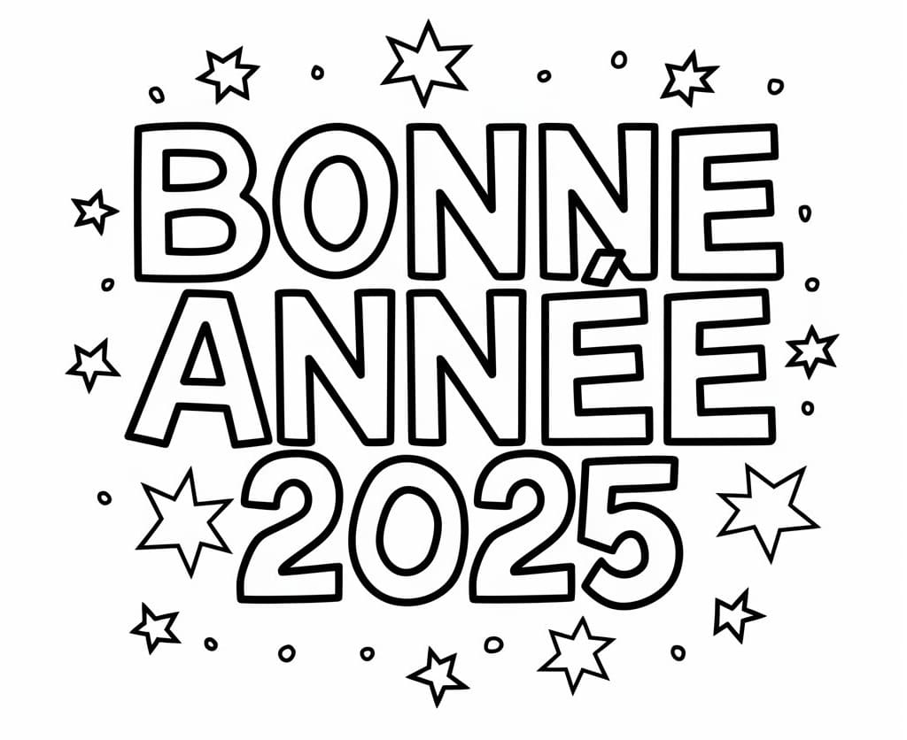 Coloriage Dessin Gratuit de Bonne Année 2025