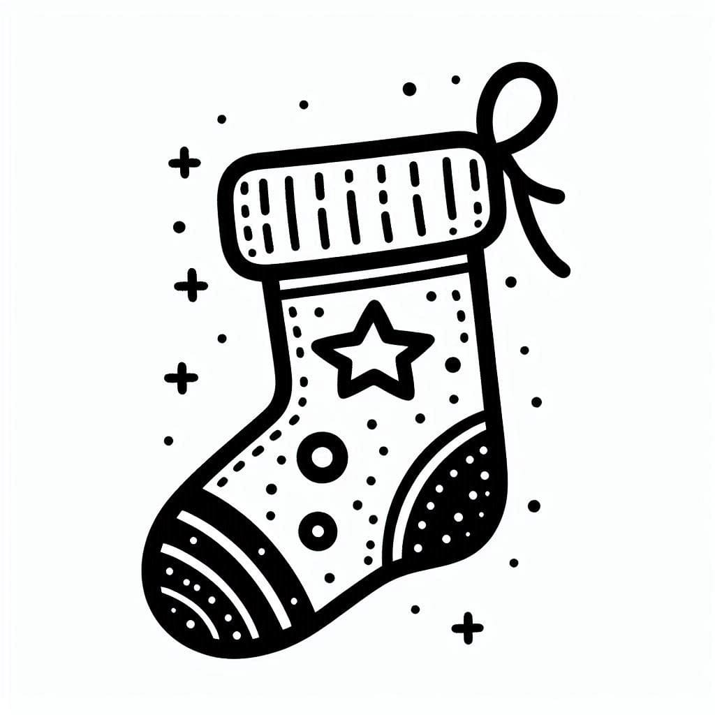 Coloriage Dessin Gratuit de la Chaussette de Noël