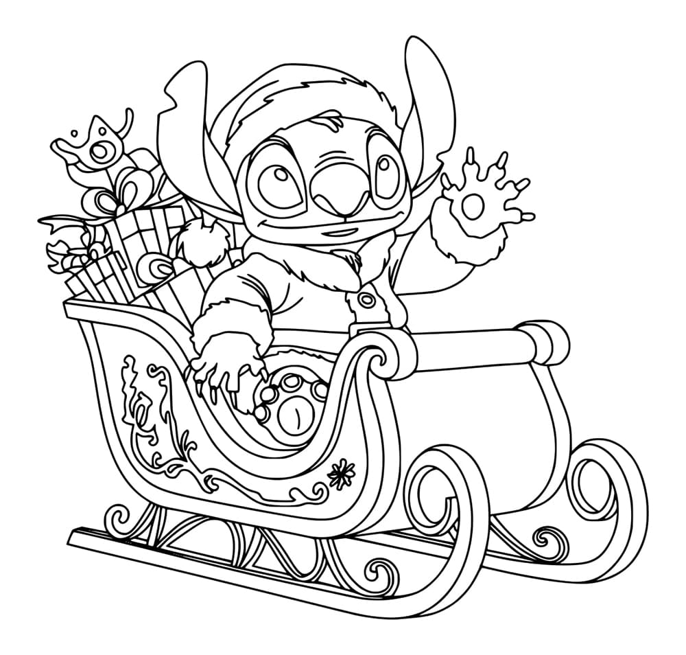 Coloriage Dessin Gratuit de Stitch Noël