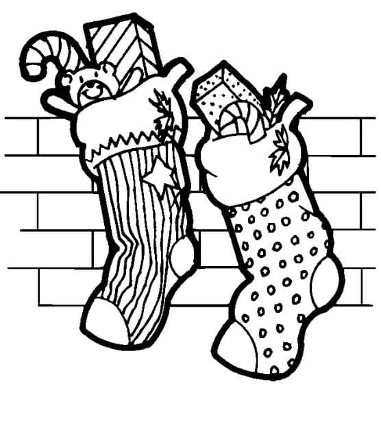 Coloriage Deux Chaussettes de Noël