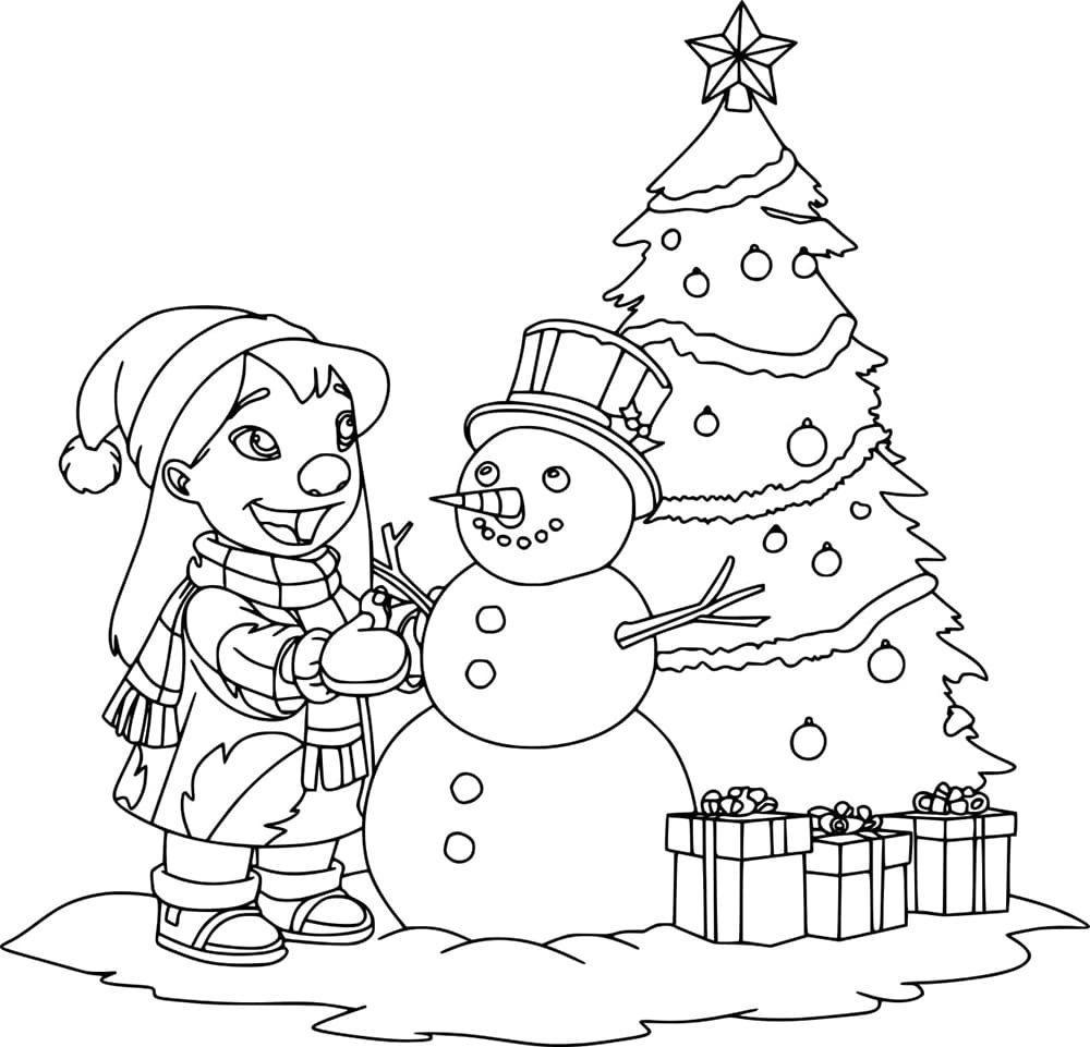 Coloriage Disney Lilo à Noël