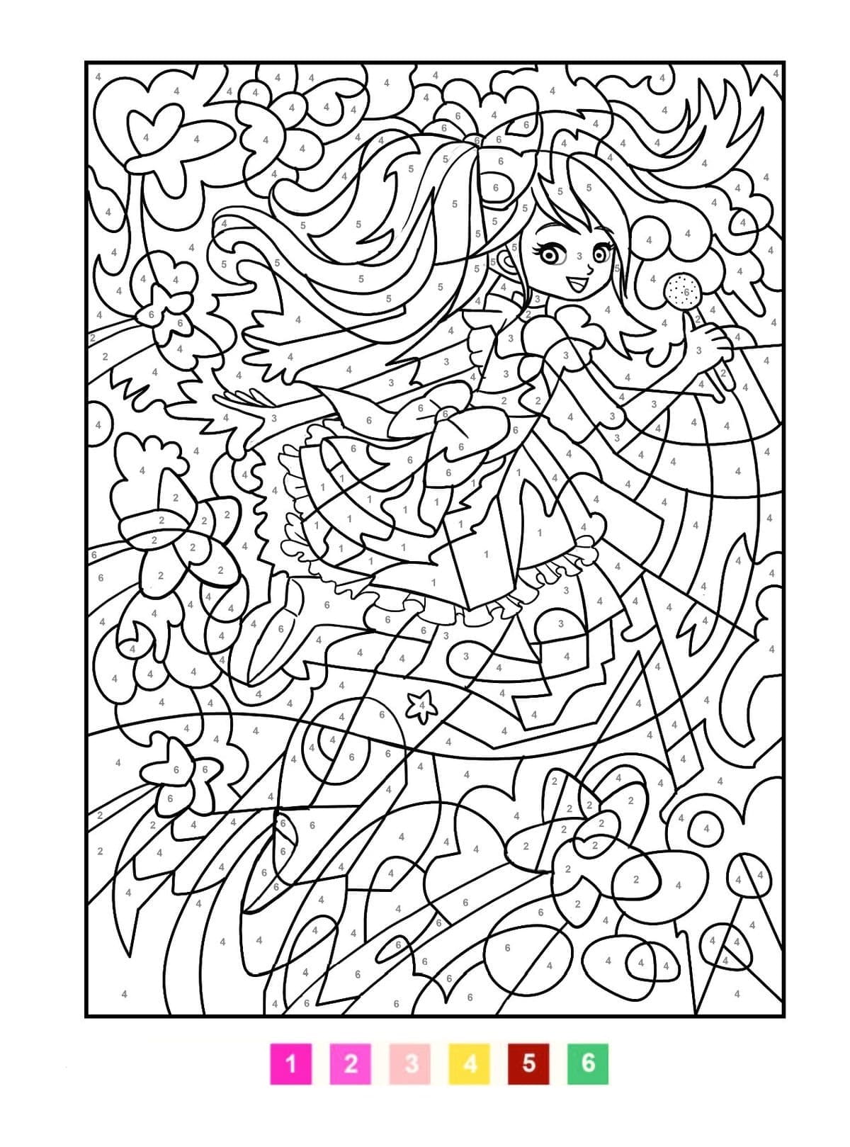 Coloriage Fille d'anime Magique Difficile