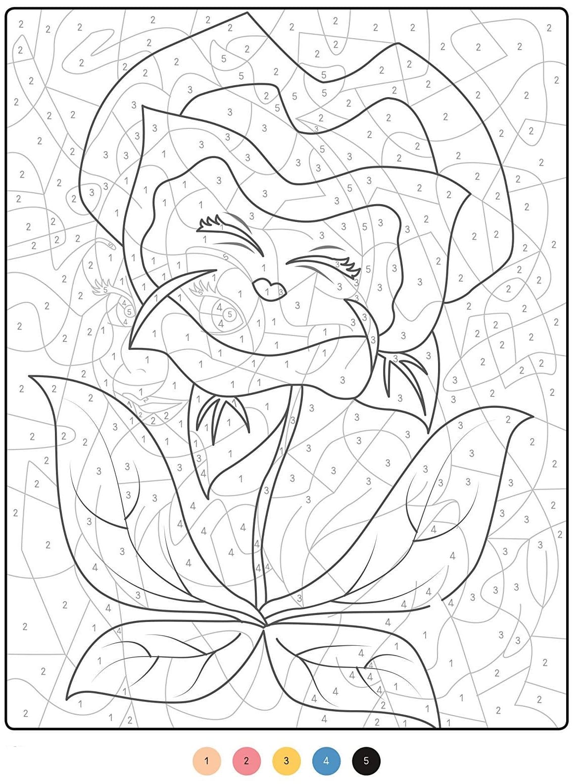 Coloriage Fleur de Rose Magique Difficile