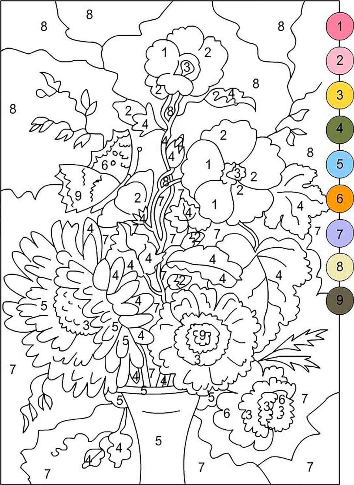 Coloriage Fleurs Magique Difficile