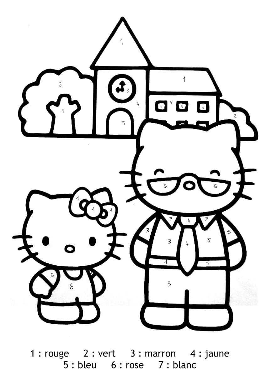 Coloriage Hello Kitty Magique Facile