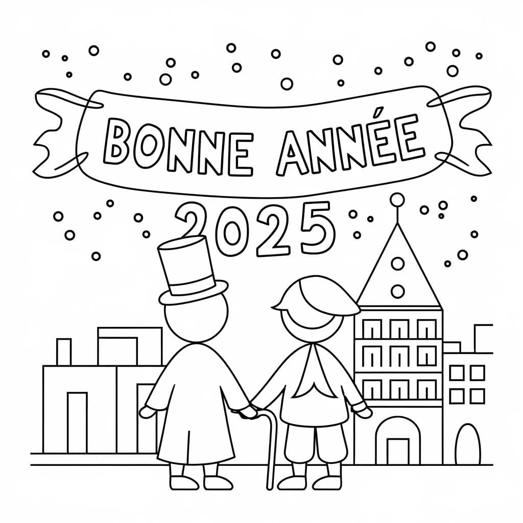 Coloriage Bonne Année et Nouvel An 2025