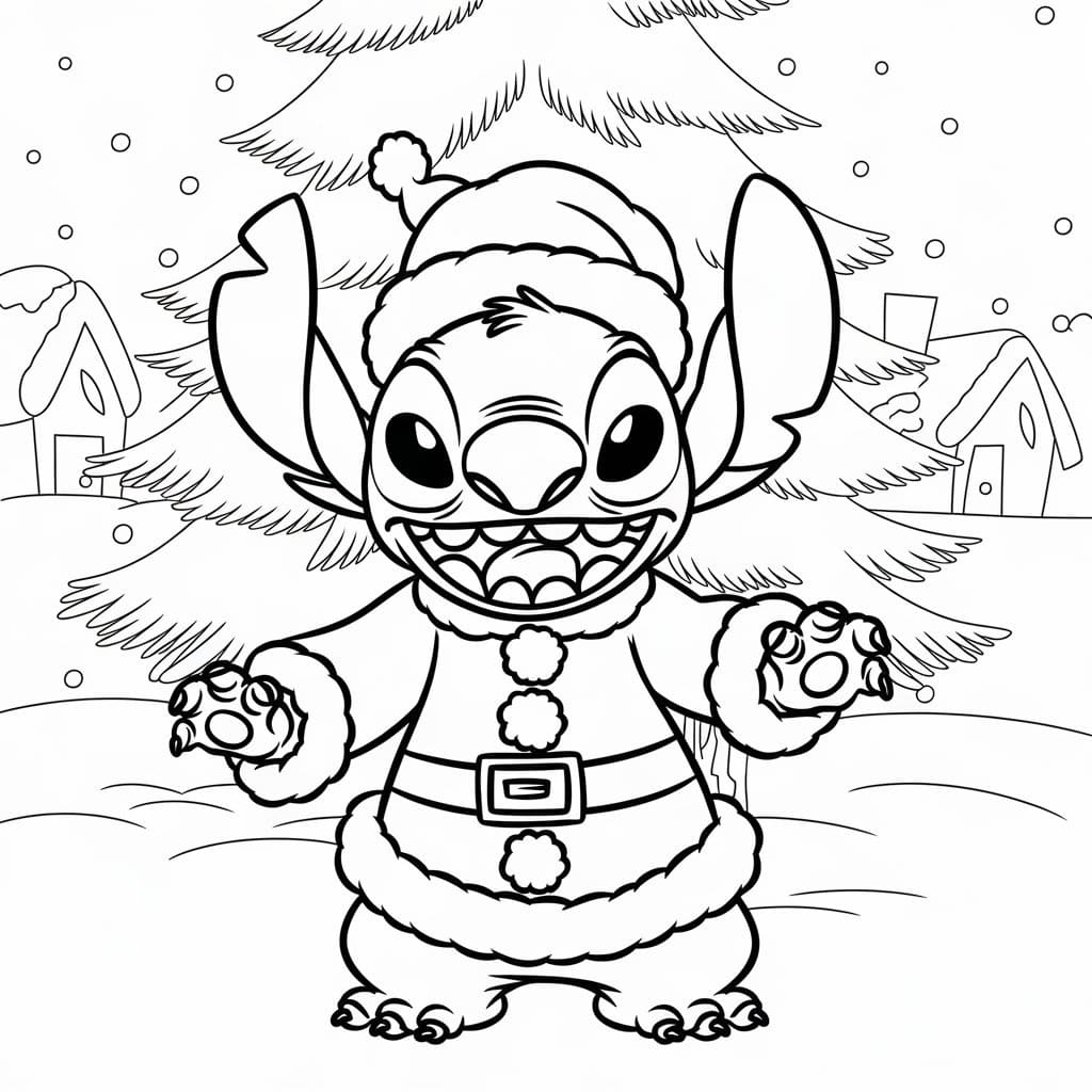 Coloriage Image de Stitch Noël