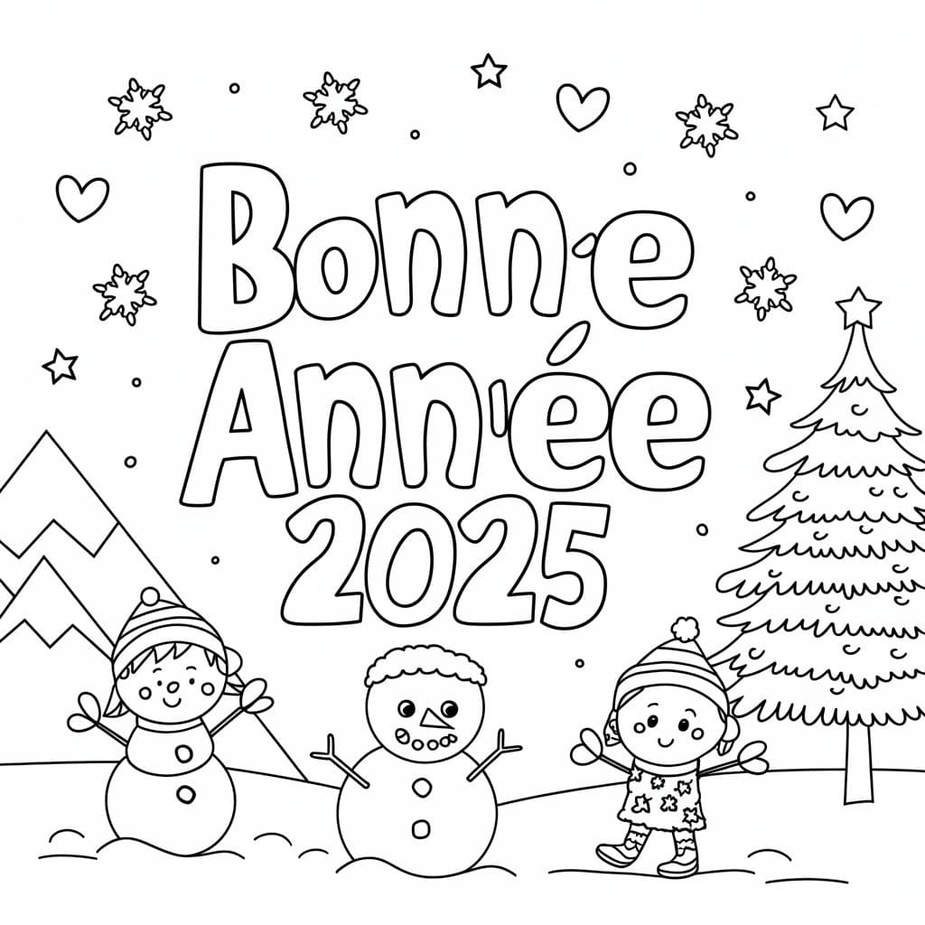 Coloriage Imprimable Bonne Année 2025