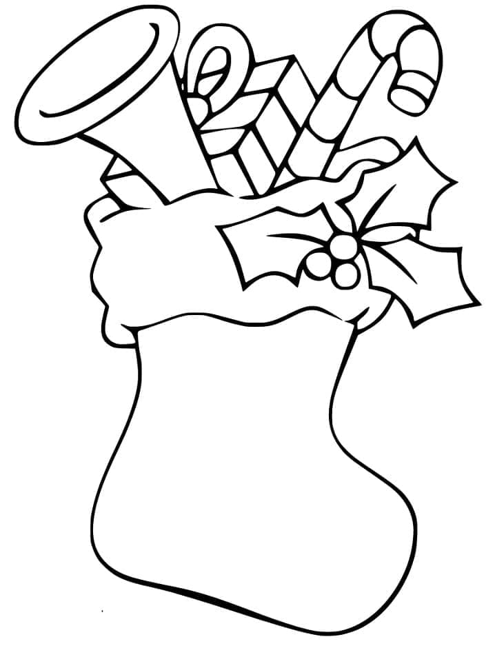 Coloriage Imprimable Chaussette de Noël