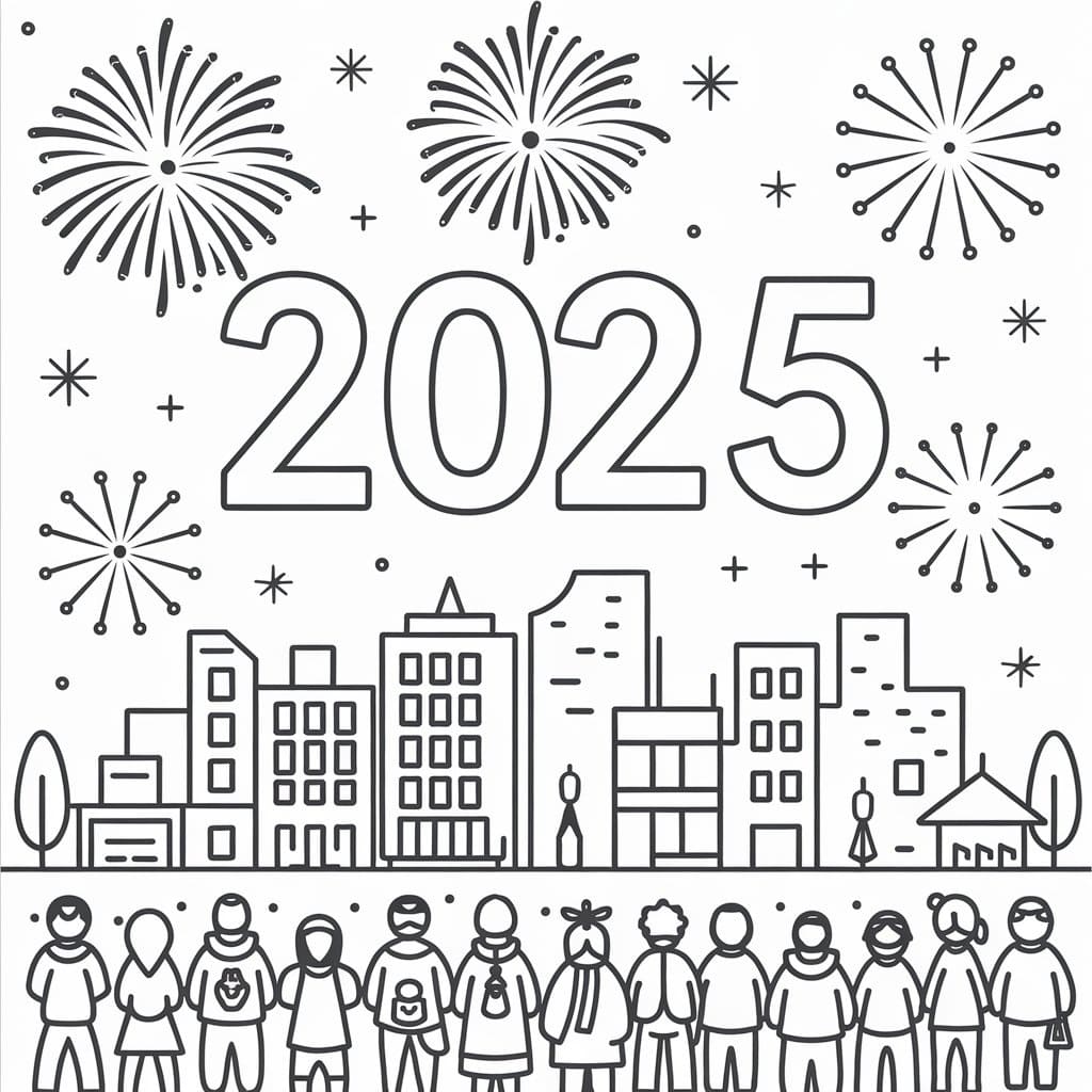 Coloriage Imprimable Nouvel An 2025