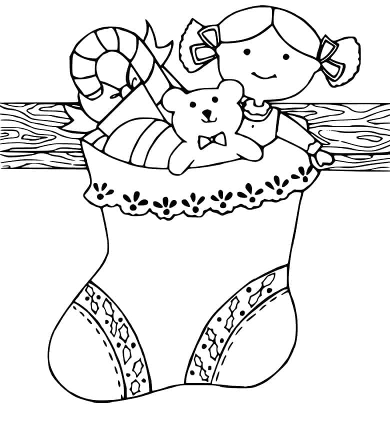 Coloriage Jouets à la chaussette de Noël