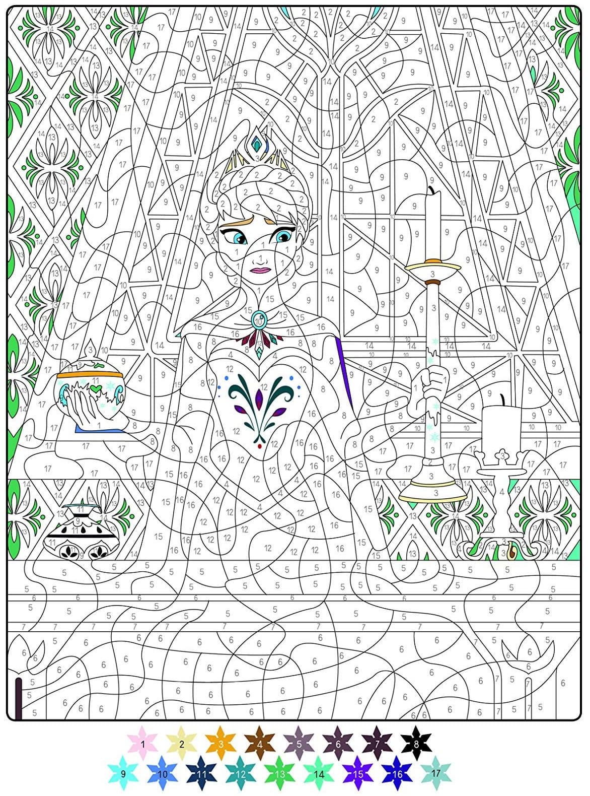 Coloriage La Reine des Neiges Magique Difficile