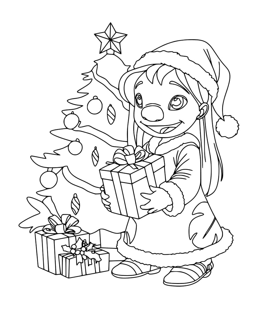 Coloriage Lilo à Noël