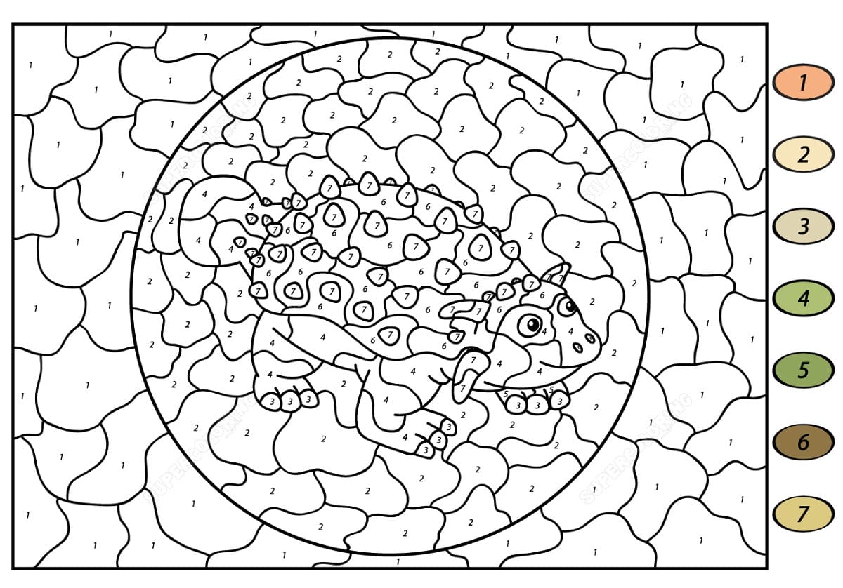 Coloriage Magique Ankylosaurus Dinosaur