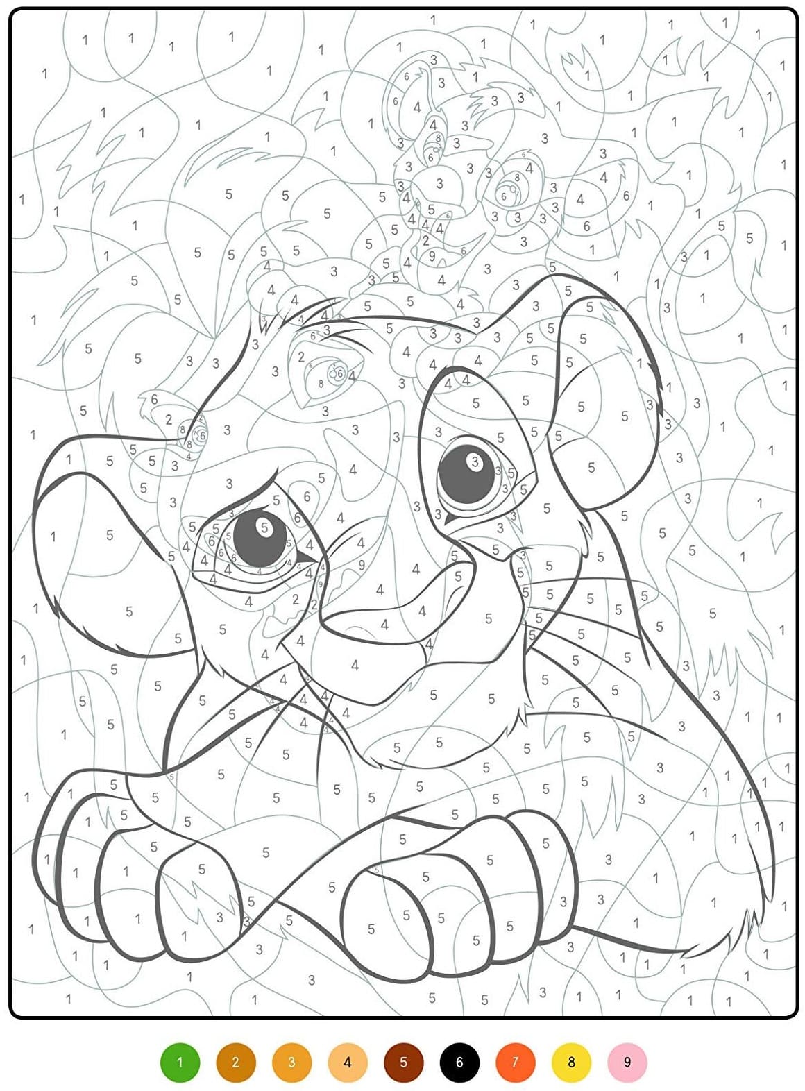 Coloriage Magique Difficile Simba