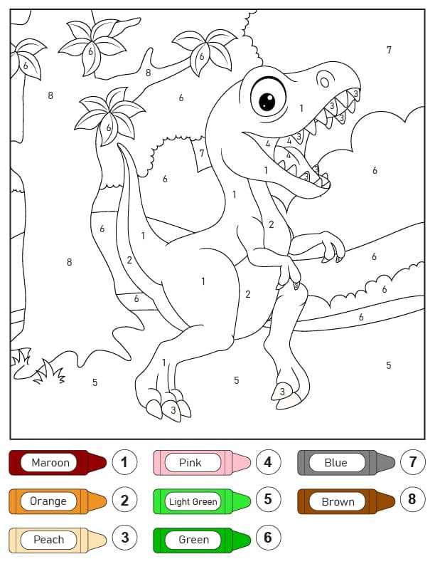 Coloriage Magique Dinosaure Gratuit Pour les Enfants