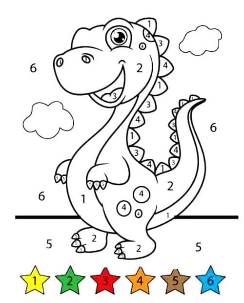 Coloriage Magique Dinosaure Heureux