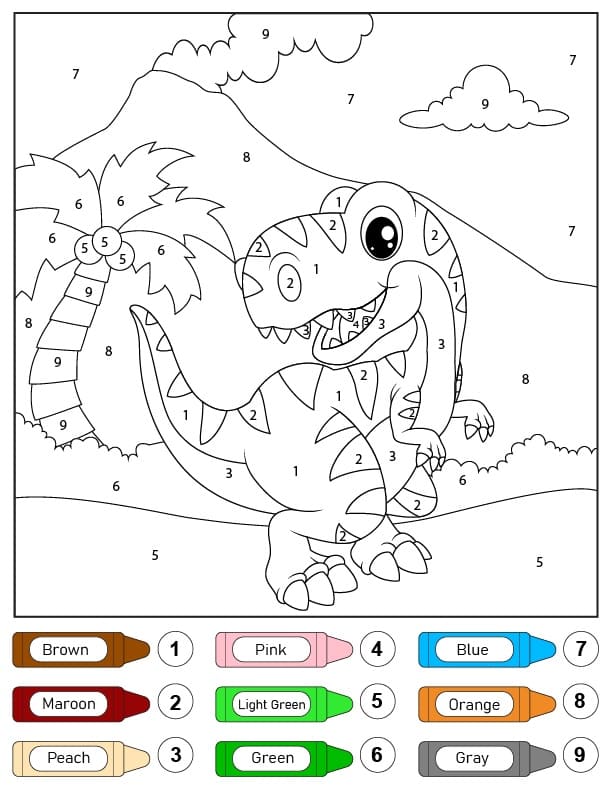 Coloriage Magique Dinosaure Pour les Enfants