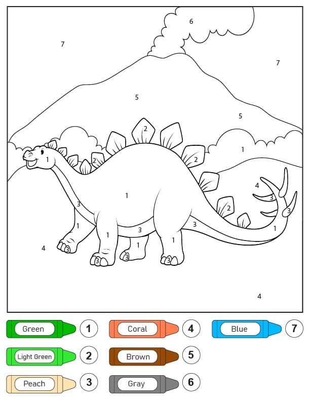 Coloriage Magique Dinosaure Stegosaurus