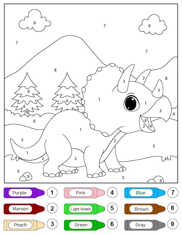 Coloriage Magique Dinosaure Triceratops