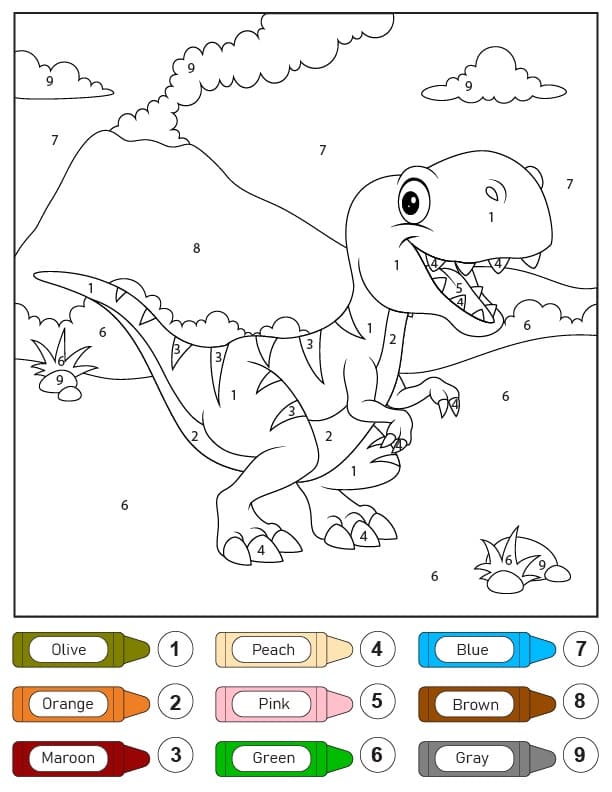 Coloriage Magique T-rex Dinosaure