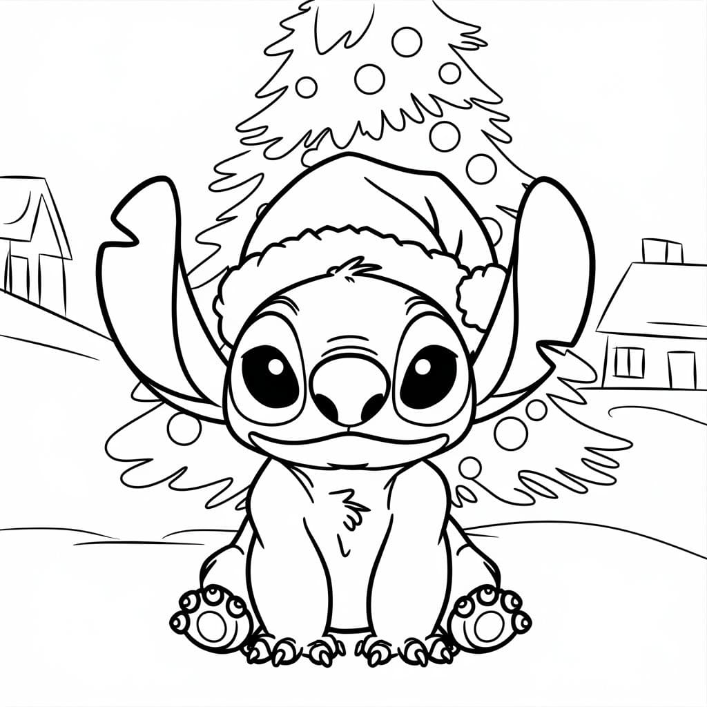 Coloriage Noël Stitch