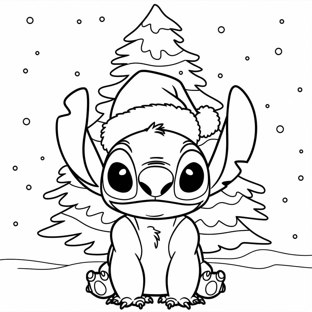 Coloriage Stitch avec Noël