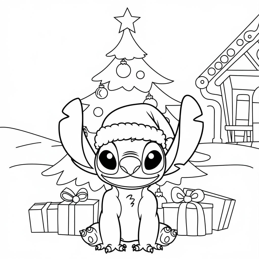 Coloriage Stitch Noël