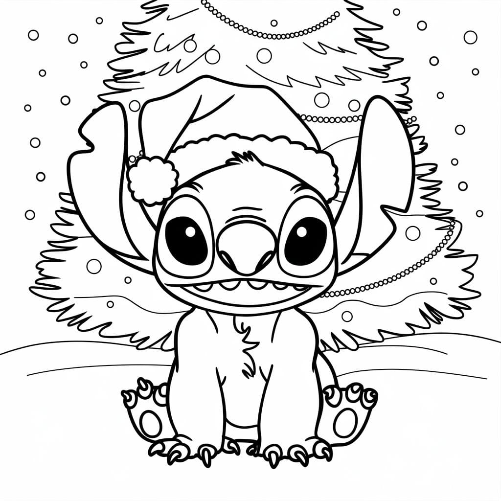 Coloriage Stitch Noël Gratuit Pour les Enfants