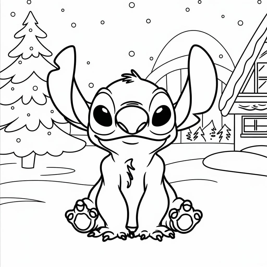 Coloriage Stitch Noël Gratuit