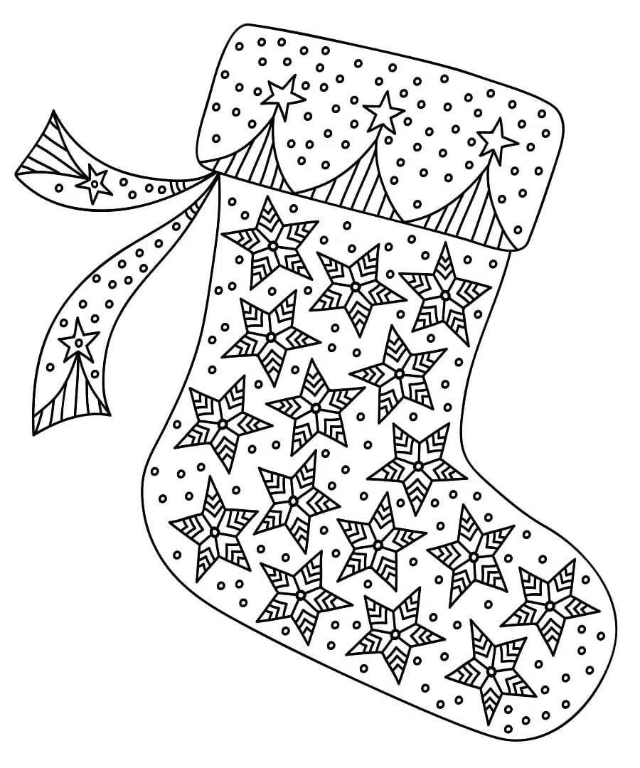 Coloriage Très Belle Chaussette de Noël